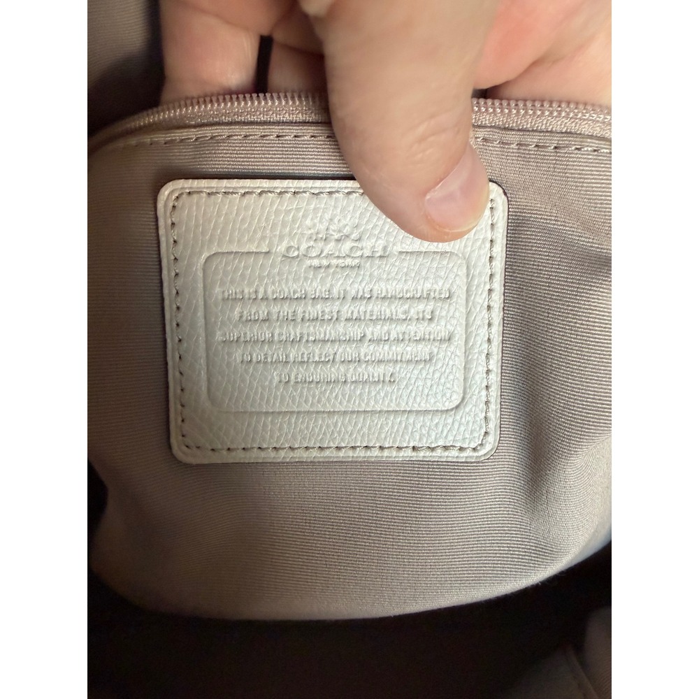 Coach Bicolor Crossgrain Leather Cora Dome Satchel Taupe Cream Handbag - Picture 6 of 16